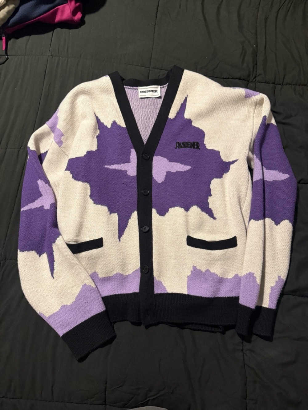 Printed Button Up Sweater